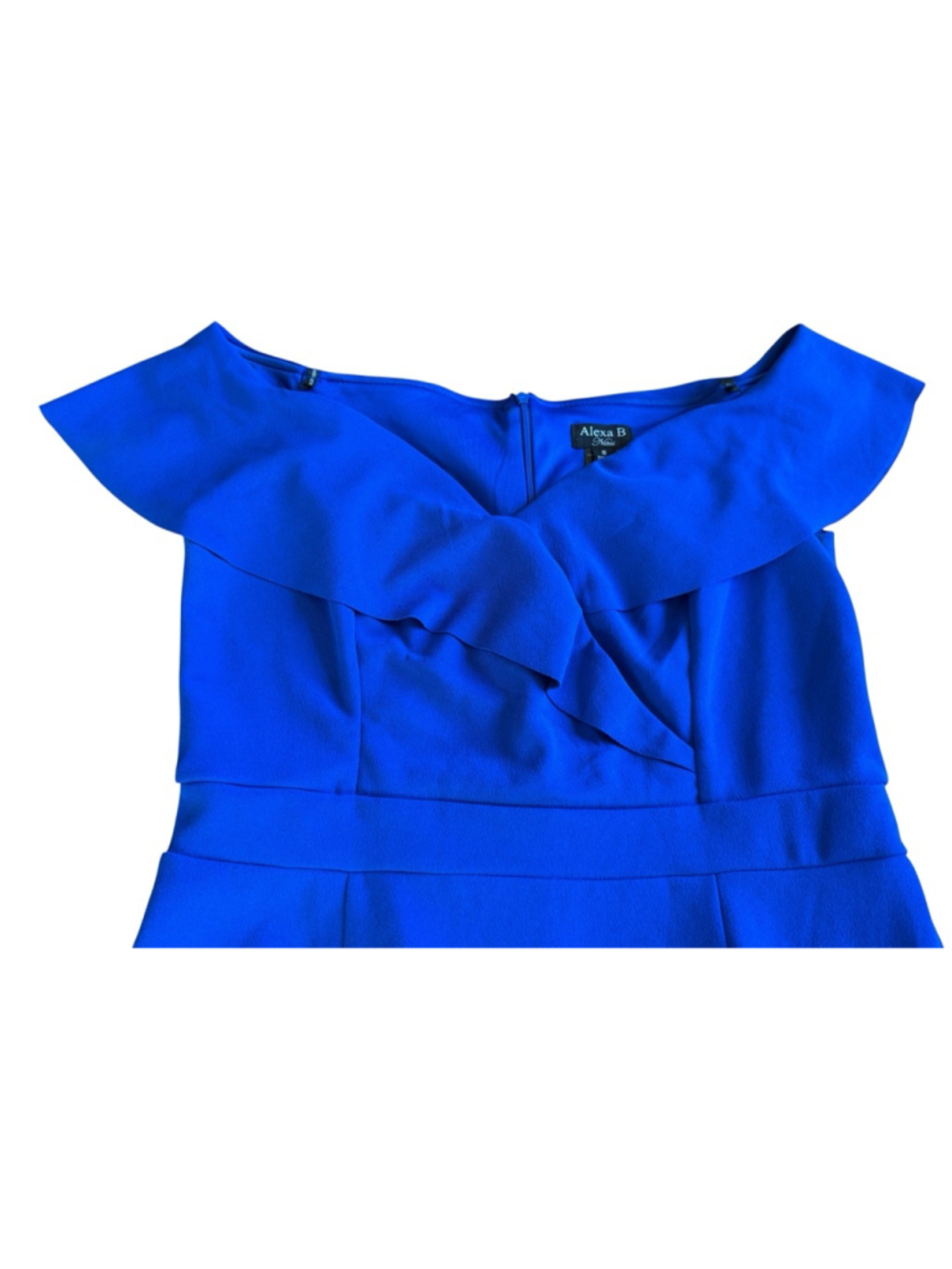 Alexa B Nites Royal Blue Off-Shoulder Midi Dress Size 8 - Picture 3 of 13
